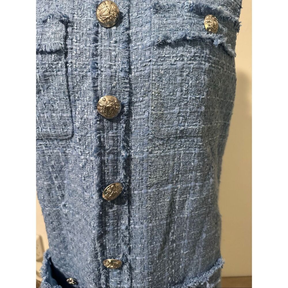 Veranica Beard Laurel Tweed mini shift dress sky blue 2 - Picture 10 of 16